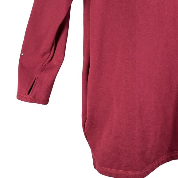 Athleta Cozy Karma Asymmetrical Zip Fleece Lined Sweatshirt Dress 1X Burgundy - Picture 9 of 16
